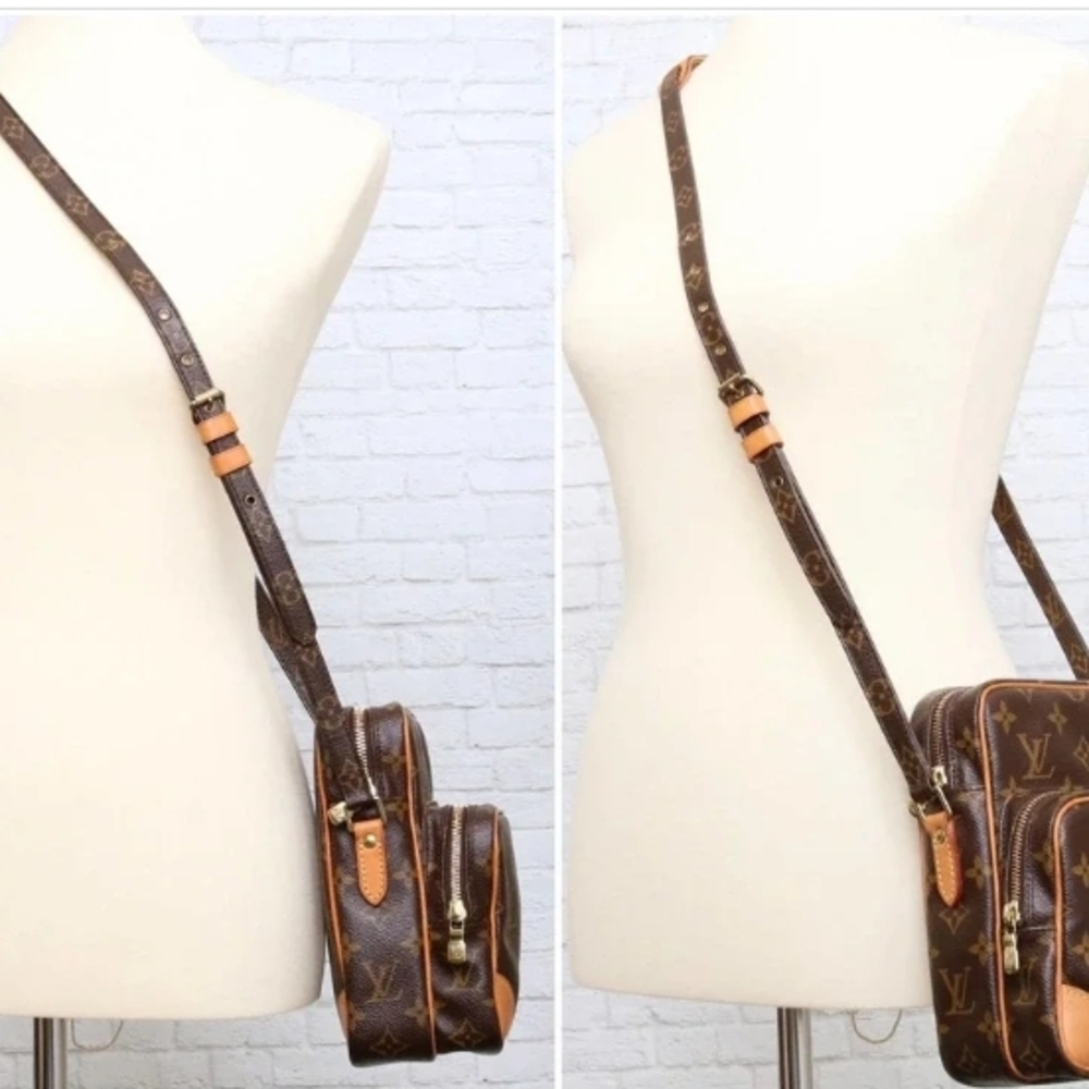 Louis Vuitton Monogram Canvas Dual-Pocket Crossbody Bag in Brown and Tan - Picture 4 of 5